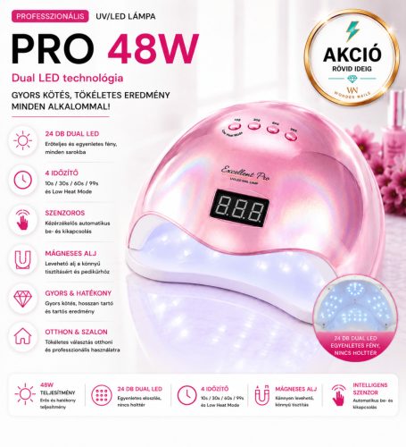 PRO 48W Dual LED/UV Műkörmös Lámpa – Elegancia és Teljesítmény egyben