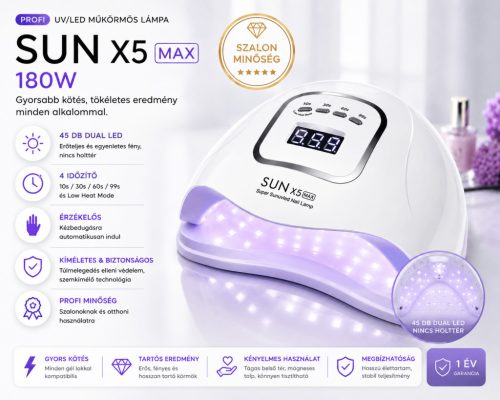SUN X5 MAX UV/LED Műkörmös Lámpa 180W