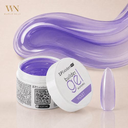 Excellent PRO Economic Violet Clear 50 g építőzselé és lilás kontrollszínű, kötés után átlátszó zselé