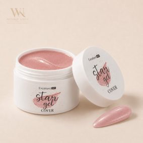 Excellent PRO Star Gel Cover 50 g tégely és természetes nude aranycsillámos körömminta