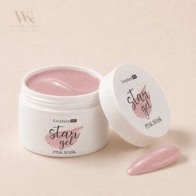 Excellent PRO Star Gel Pink Mask 50 g tégely és tejes rózsaszín aranycsillámos körömminta