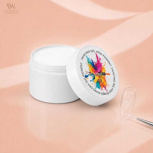 Excellent PRO Painting Gel High Pigment 01 fehér festőzselé nyitott 5 g-os tégelyben