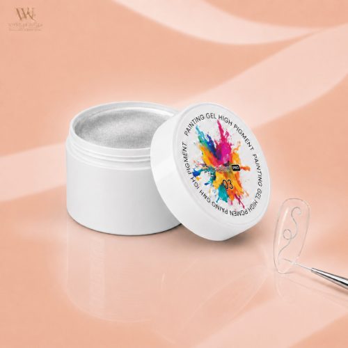 Excellent PRO Painting Gel High Pigment 03 ezüst festőzselé nyitott 5 g-os tégelyben