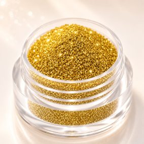 S003 Arany Selyem Csillámpor 2,5 ml – meleg arany finomszemcsés körömdíszítő csillám