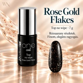   Excellent PRO One Coat Top No Wipe Rose Gold Flakes 7 g – rózsaarany fóliás fedőzselé