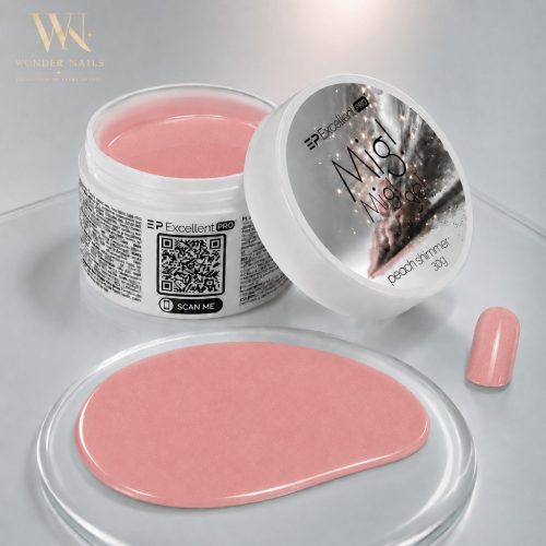 Excellent PRO MIG! MIG! Gel Peach Shimmer 30 g – Barackos bézs építőzselé finom csillámmal