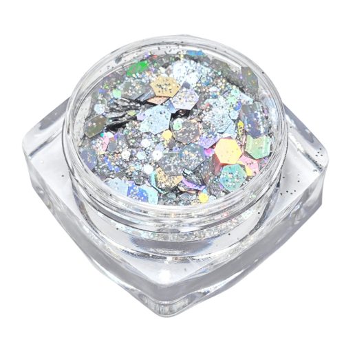Glitter Mix Irizáló Ezüst 12.