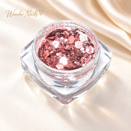 Glitter Mix Korall 16. csillámkeverék nyitott tégelyben, világos háttéren