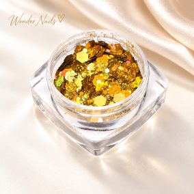 Glitter Mix Irizáló Arany 20. csillámkeverék nyitott tégelyben, világos háttéren