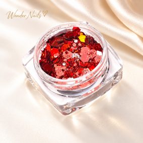 Glitter Mix Irizáló Rókavörös 21. csillámkeverék nyitott tégelyben, világos háttéren