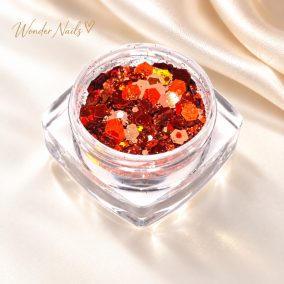 Glitter Mix Irizáló Rozsdavörös 22. csillámkeverék nyitott tégelyben, világos háttéren