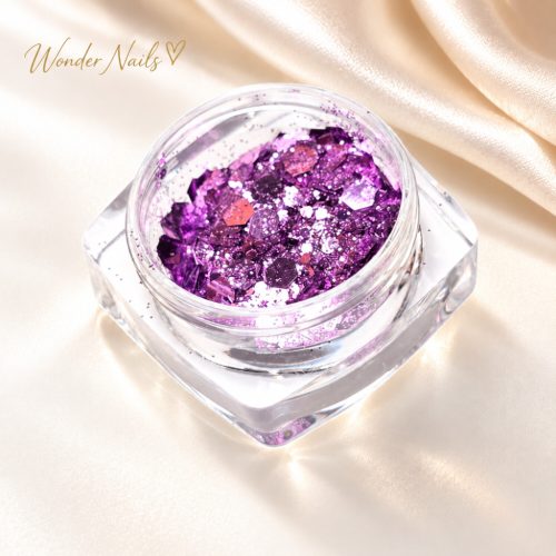 Glitter Mix Viola 30. csillámkeverék nyitott tégelyben, világos háttéren