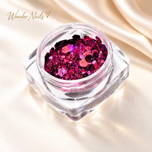 Glitter Mix Irizáló Céklavörös 34. csillámkeverék nyitott tégelyben, világos háttéren