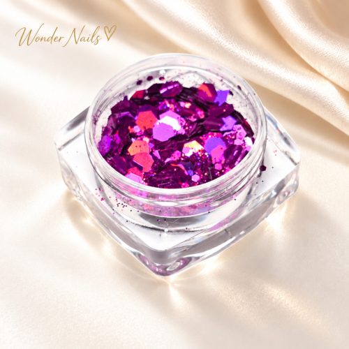 Glitter Mix Irizáló Mangánviola 38. csillámkeverék nyitott tégelyben, világos háttéren