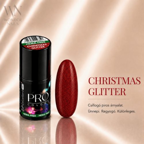 Excellent PRO Pro Colors 020 Christmas Glitter géllakk – üveg és színminta