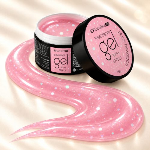 Blush Hexagon Thixotropy Effect építőzselé 50 g – Excellent PRO