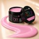 Excellent PRO Baby Pink 15 g építőzselé nyitott tégelye és pasztellrózsaszín zselécsík
