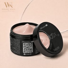 Excellent PRO Gelatix 2.0 Biscotti bézs építőzselé nyitott fekete tégelyben