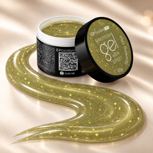 Sparkling Olive Thixotropy Effect építőzselé 15 g – Excellent PRO