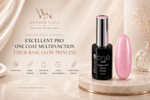 Excellent PRO One Coat Fiber Base Glow Princess 11g – Elegáns Shimmer Alapzselé 