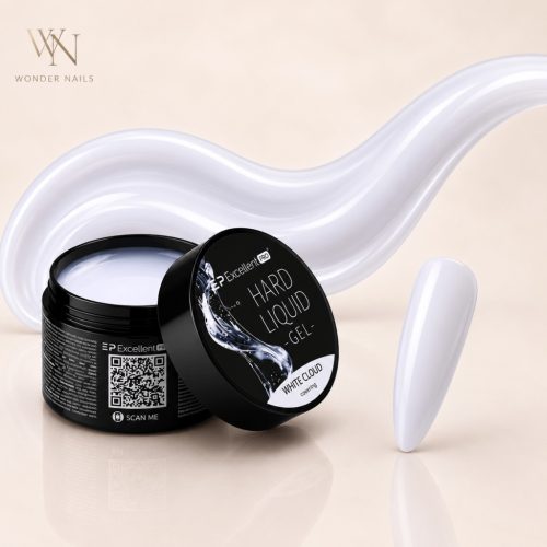 Excellent PRO Hard Liquid Gel White Cloud építőzselé tégely és tejes fehér árnyalatminta