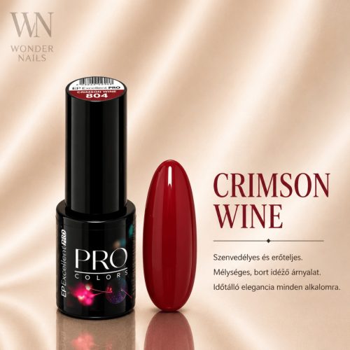 Excellent PRO Pro Colors 804 Crimson Wine géllakk – üveg és színminta