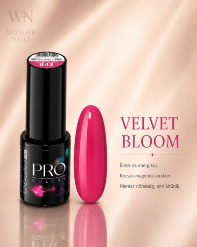 Excellent PRO Pro Colors 843 Velvet Bloom géllakk – üveg és színminta