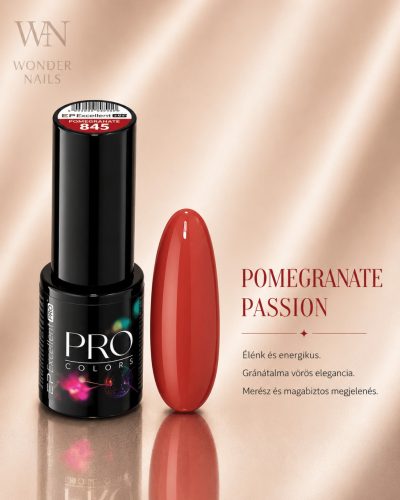 Excellent PRO Pro Colors 845 Pomegranate géllakk – üveg és színminta