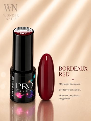 Excellent PRO Pro Colors 857 Bordeaux Red géllakk – üveg és színminta