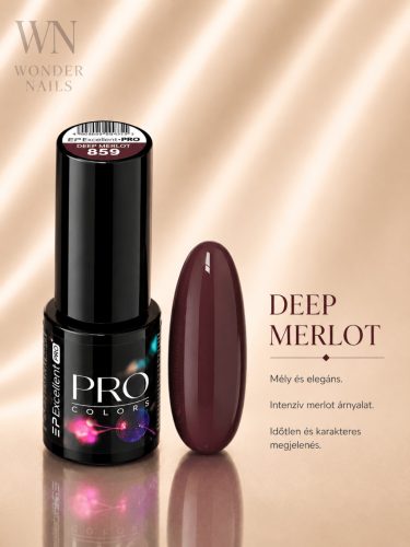 Excellent PRO Pro Colors 859 Deep Merlot géllakk – üveg és színminta
