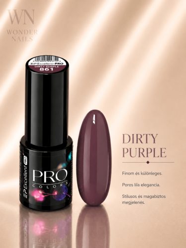 Excellent PRO Pro Colors 861 Dirty Purple géllakk – üveg és színminta