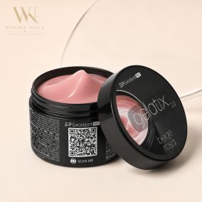 Excellent PRO Gelatix 2.0 Beige Rosa rózsás bézs építőzselé nyitott fekete tégelyben