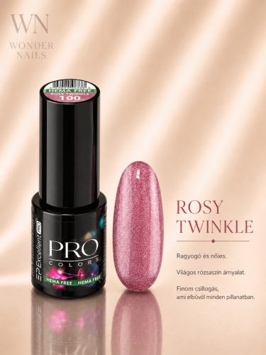 Excellent PRO Pro Colors 100 Rosy Twinkle géllakk – üveg és színminta