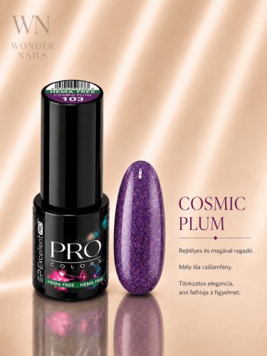 Excellent PRO Pro Colors 103 Cosmic Plum géllakk – üveg és színminta