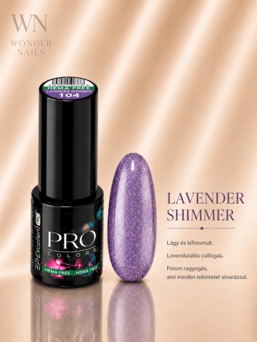 Excellent PRO Pro Colors 104 Lavender Shimmer géllakk – üveg és színminta