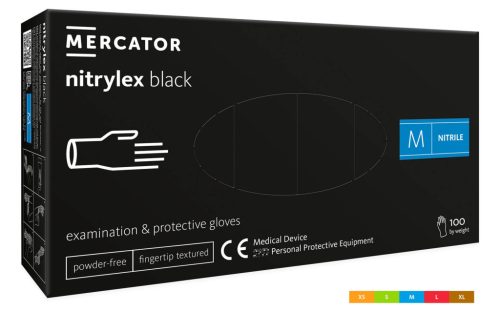 Mercator Nitrylex Fekete Púdermentes Gumikesztyű "M"