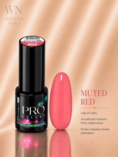 Excellent PRO Pro Colors 802 Muted Red géllakk – üveg és színminta
