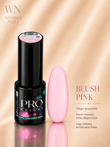 Excellent PRO Pro Colors 818 Blush Pink géllakk – üveg és színminta