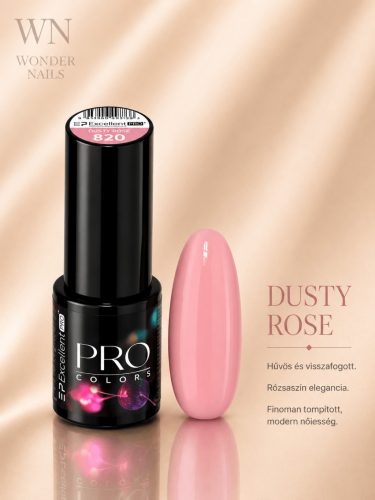 Excellent PRO Pro Colors 820 Dusty Rose géllakk – üveg és színminta