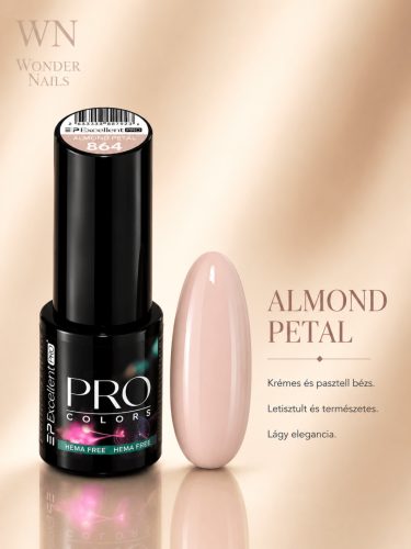 Excellent PRO Pro Colors 864 Almond Petal géllakk – üveg és színminta