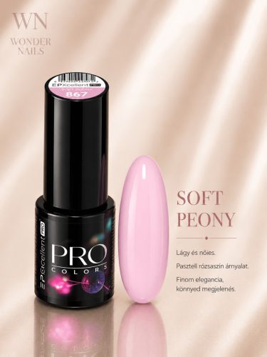 Excellent PRO Pro Colors 867 Soft Peony géllakk – üveg és színminta