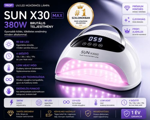 SUN X30 MAX UV/LED Műkörmös Lámpa 380W