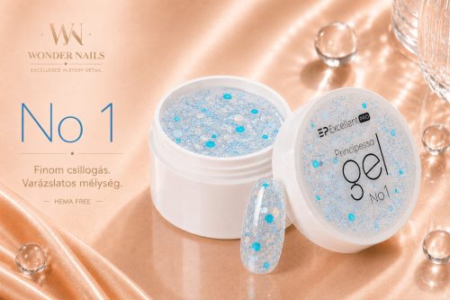 Excellent PRO Principessa No1 15 g átlátszó kék-arany csillámos zselé